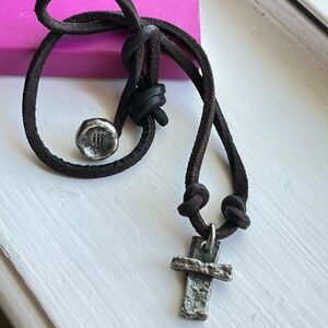 Retired James Avery Cross with leather band